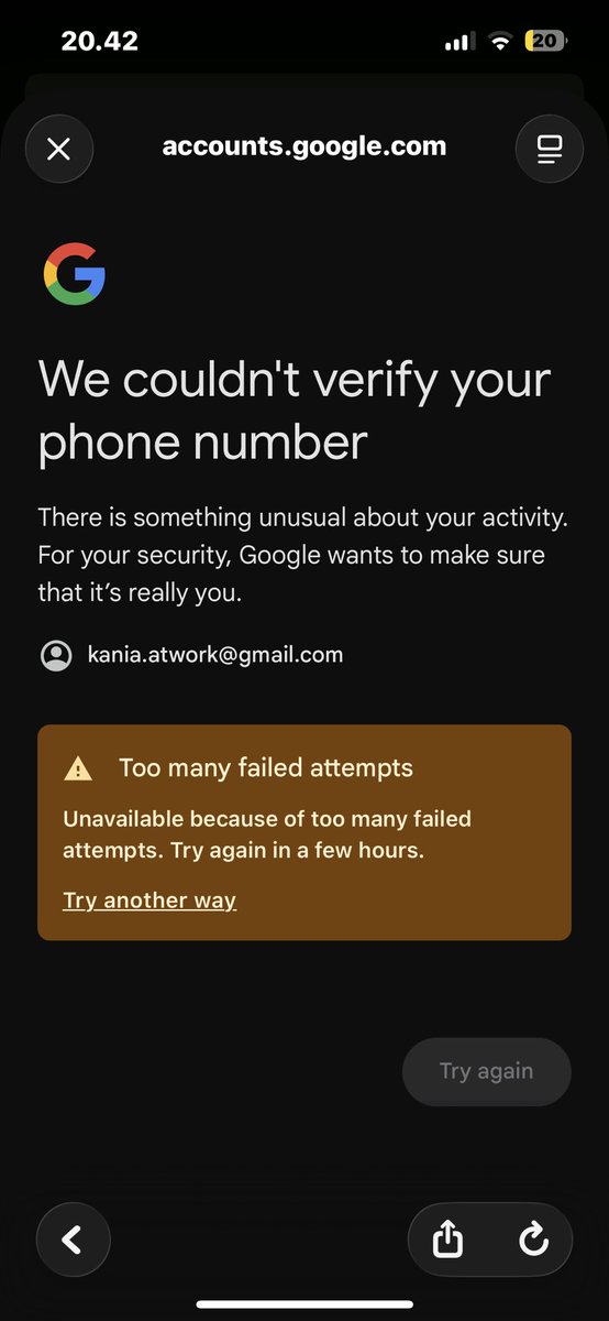 kaniapputri's tweet photo. @YouTube @gmail please help i cannot login to my gmail account, I already input my exact number but they always pop out like this. I need my google account for my job things. Thank u. https://t.co/0cc0jVtYw3