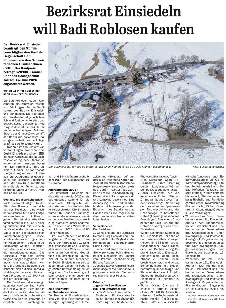 #Einsiedeln - Kauf #Badi Roblosen.
#Sihlseebadi