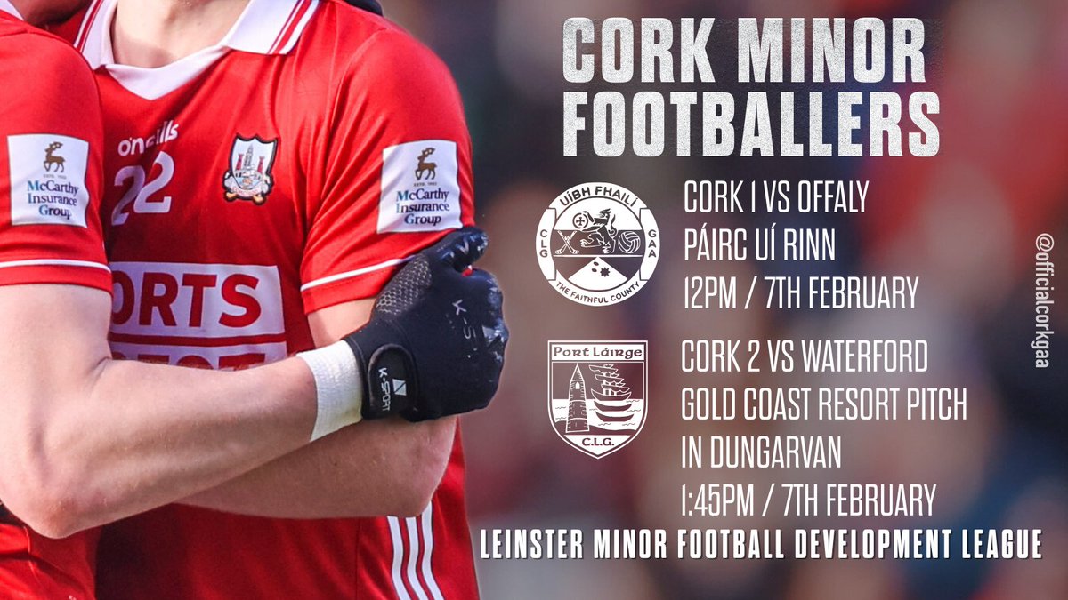 OfficialCorkGAA's tweet photo. Minor Football League Fixture update....... 
📍 Venue Update
 Cork 2 vs Waterford
🏟️ Gold Coast Resort Pitch, Dungarvan
⏰ Throw-in: 1:45pm
📅 Sat 7th February

Please be aware of venue change https://t.co/kdFdcCMjnJ