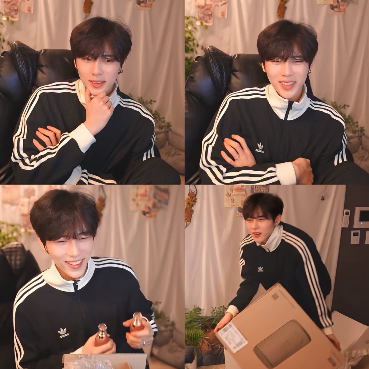 Junghyun really looked like a high school student today. So cute 💕 He seemed to love the gifts from Beomings so much. I couldn’t help laughing at how he lifted it, it must have been super heavy 😆❤️ #KOHI #JUNGHYUN #정현