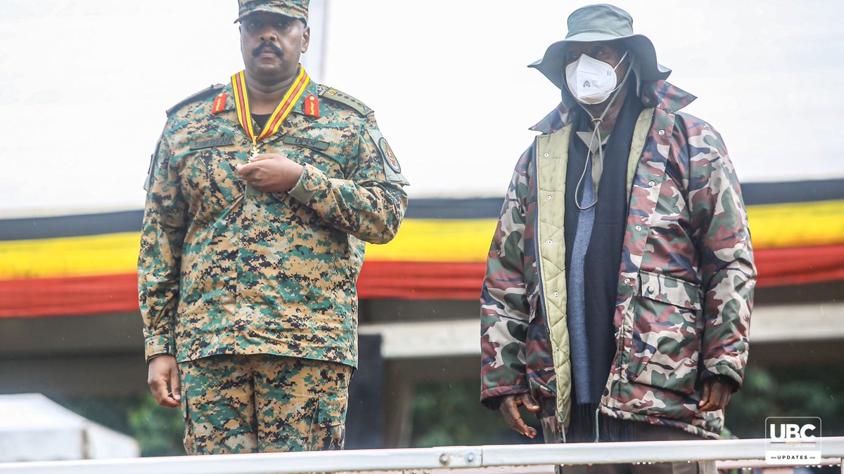ubctvuganda's tweet photo. PHOTOS: Commander-in-Chief &amp; President Elect Gen. Yoweri Museveni honors CDF Muhoozi for Gallantry in Anti-Terror Missions in Somalia, DR Congo, and South Sudan. https://t.co/0JWbMHr94Q