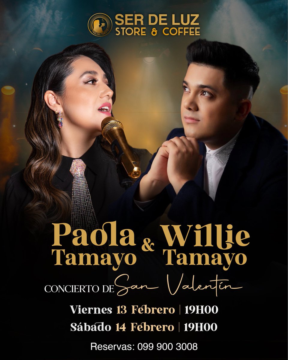 Por el Día del Amor y la Amistad el legado de la Grande del Ecuador se hace presente con el concierto de <a href="/willietamayoec/">Willie Tamayo</a> y #PaolaTamayo Reservas ya disponibles al 📞 0999003008 Feliz San Valentín 💘 #sanvalentin #diadelamorylaamistad #quito #ecuador #concierto