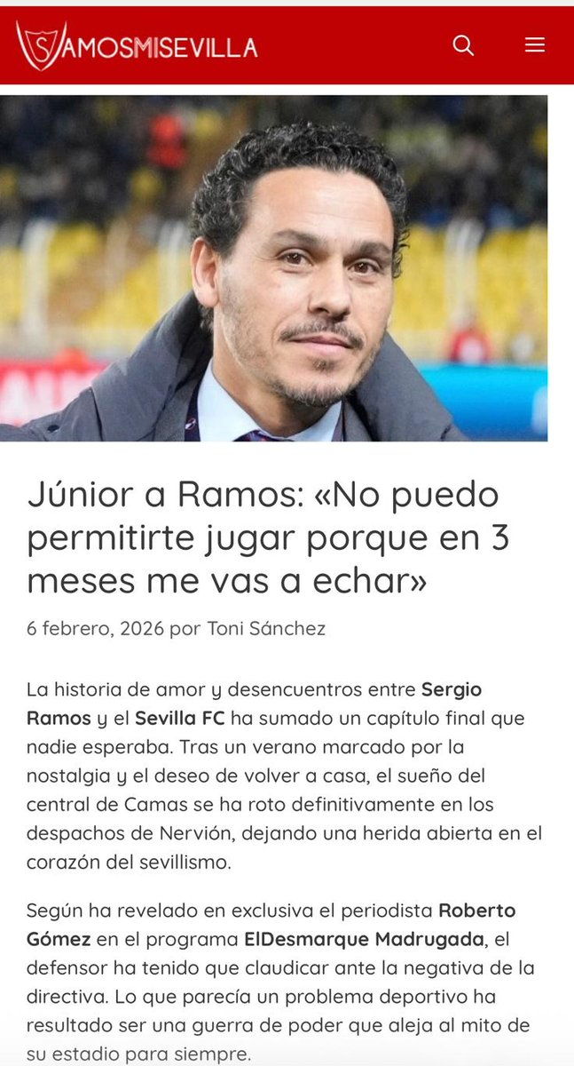 crdelaosa's tweet image. Hasta final de temporada el Presidente cobrará por su fastuosa gestión EL TRIPLE de lo que cobraría Sergio Ramos poniendo orden en defensa y vestuario.

Si mañana el RSP no es un clamor, con pañolada, contra contra José Mª del Nido Carrasco, que nadie llore cuando se descienda.
