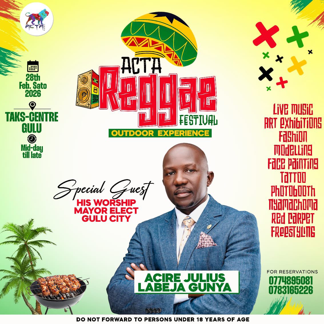 Spraggapromo's tweet photo. Mayor elect gulu city @PaLabeja is our special guest at the #ReggaeFest happening on 28th feb 2026 at Taks centr gulu. https://t.co/KwiPFk56du