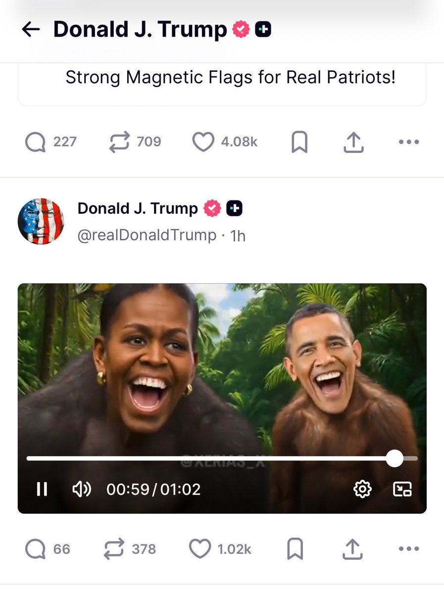 Hey <a href="/CNN/">CNN</a> <a href="/cnnbrk/">CNN Breaking News</a>  <a href="/CNNPolitics/">CNN Politics</a> <a href="/FoxNews/">Fox News</a> <a href="/MSNBCDaily/">MSNBC Daily</a> why isn’t this vile racist disgusting video post by 🍊#47 not the lead story. This is POTUS showing his true nature. And you cowards are hiding in the corners afraid, afraid of losing money mainly. Shame on all of you.