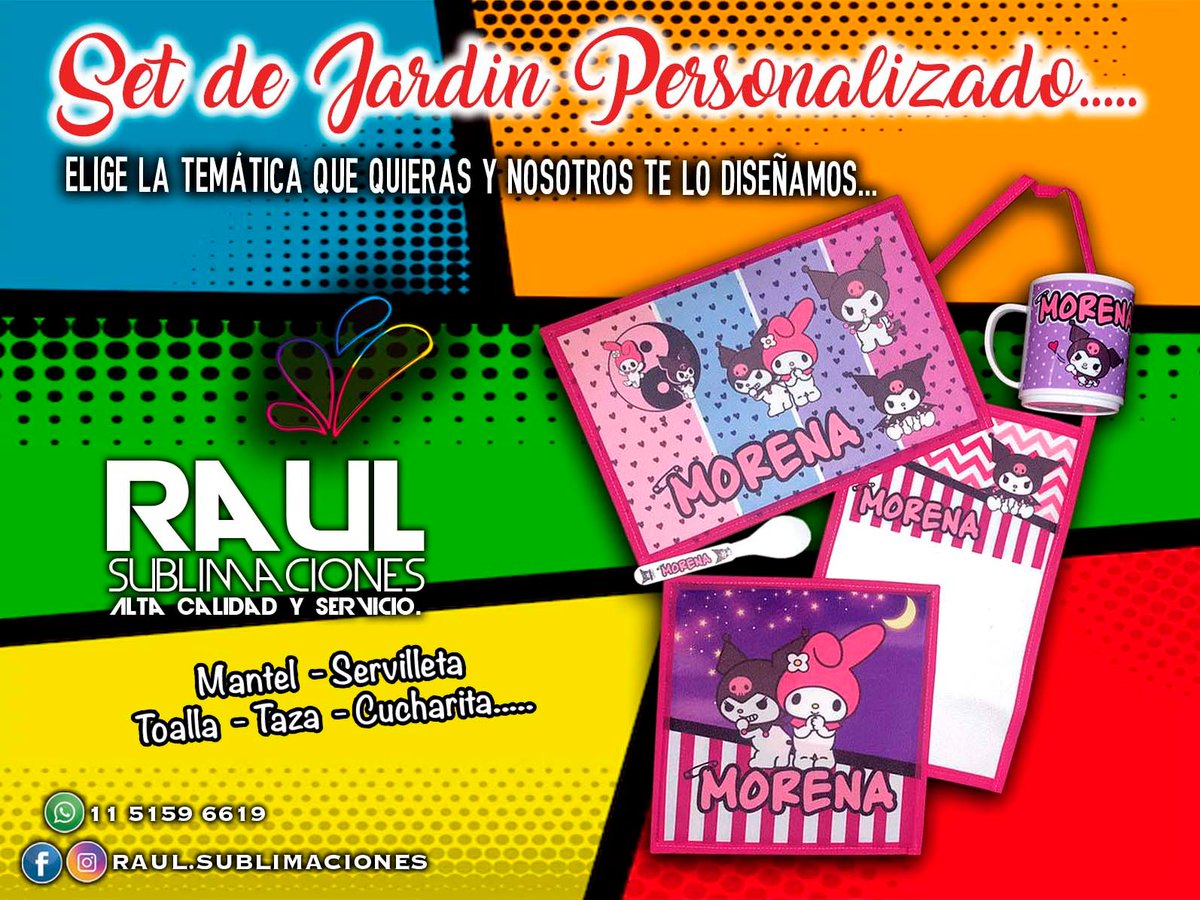 sublimacionesR's tweet photo. SET DE JARDÍN TODO PERSONALIZADO!!!
✔️  INCLUYE:
✔️ TAZA PLÁSTICA
✔️ CUCHARITA
✔️ MANTEL INDIVIDUAL
 ✔️SERVILLETA
 ✔️TOALLA COLGANTE
 ✔️MOCHILA
✔️ PINTORCITO
✔️ LUNCHERA CON VINILO
 ✔️BOTELLA CON PICO VERTEDOR
ESTAMOS TOMANDO PEDIDOS
AL 📲 01151596619
#SUBLIMATE ⚪️🔴⚪️ https://t.co/n79EYO6ozV