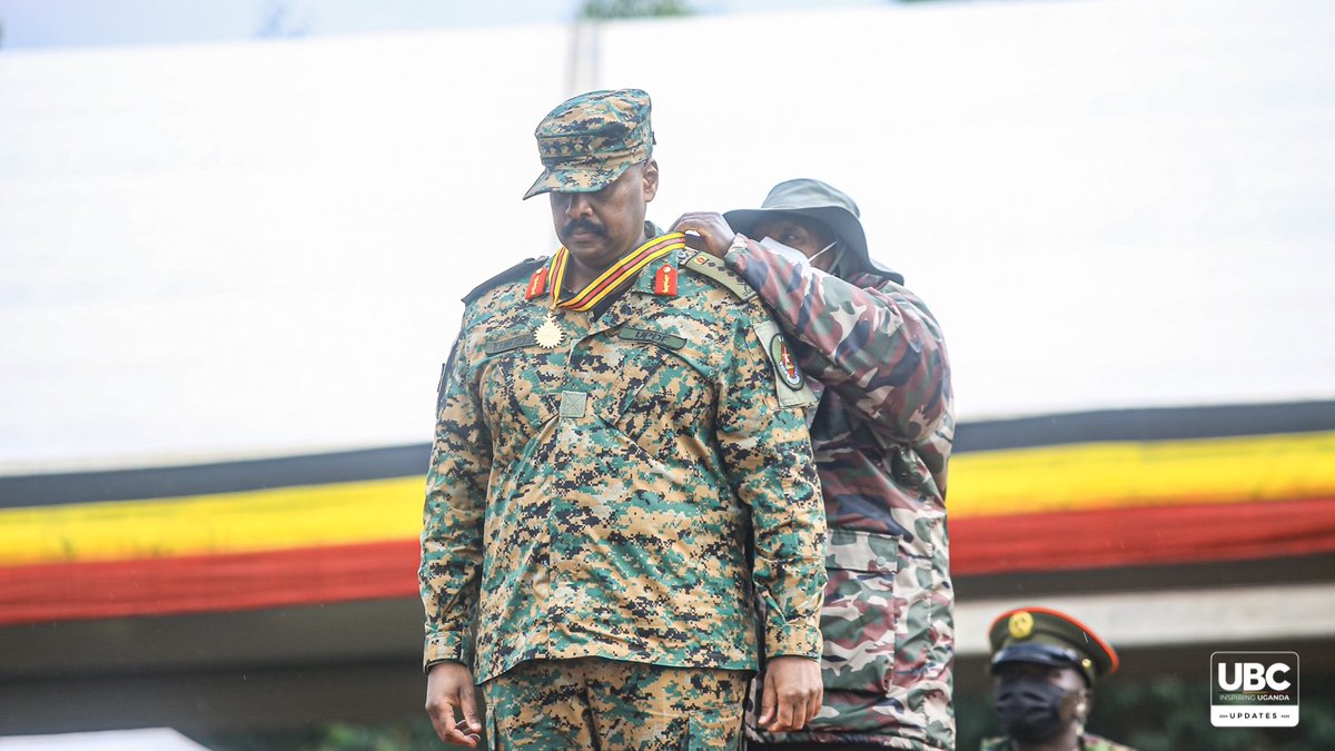 ubctvuganda's tweet photo. PHOTOS: Commander-in-Chief &amp; President Elect Gen. Yoweri Museveni honors CDF Muhoozi for Gallantry in Anti-Terror Missions in Somalia, DR Congo, and South Sudan. https://t.co/0JWbMHr94Q