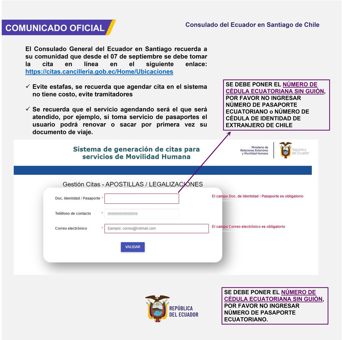 Consulado del Ecuador en Santiago tweet media