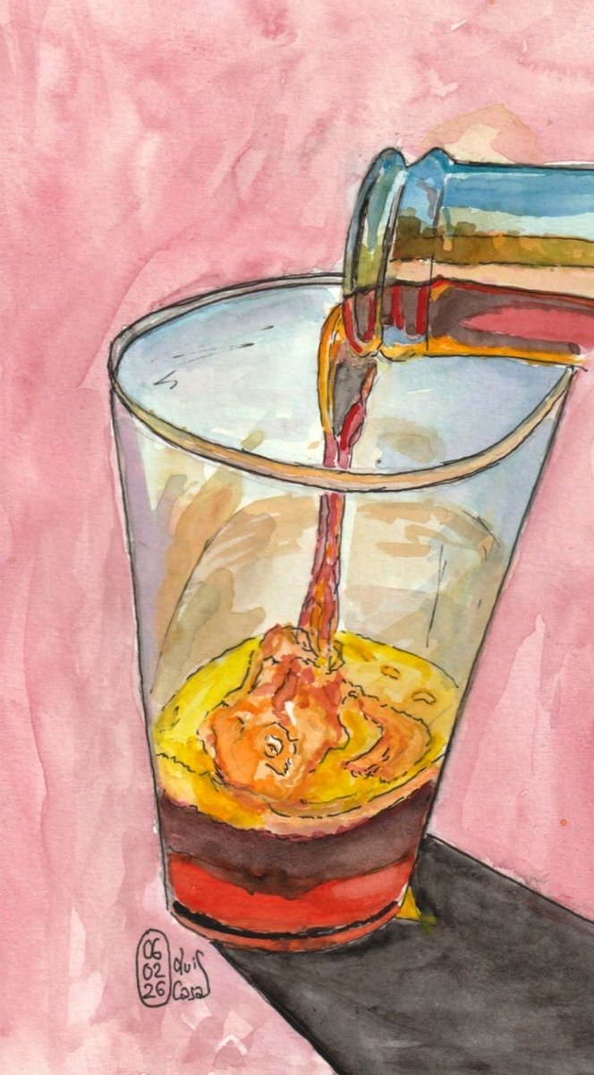 El llenado de un vaso es una buena excusa para colorear un papel en blanco...
