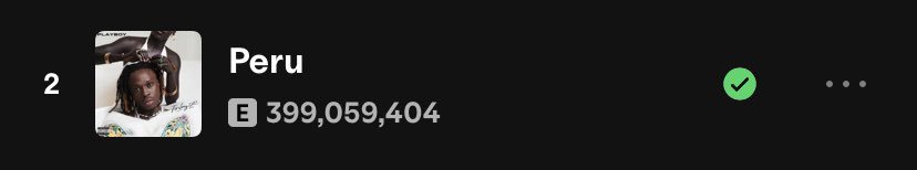 .<a href="/fireboydml/">Fireboy DML</a> &amp; <a href="/edsheeran/">Ed Sheeran HQ</a>’s “Peru” has surpassed 399 MILLION streams on Spotify. 🔥 

400M 🔜