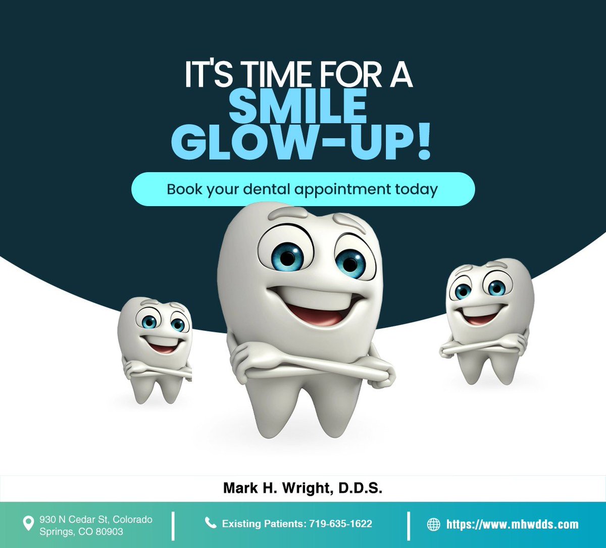 Why wait for a smile glow-up to happen when we can make it happen? Book an appointment at mhwdds.com and let's get started on your dream smile. #dentalcheckup #dentalvisit #smilegoals #smileglowup #markhwrightdds #coloradosprings #CO