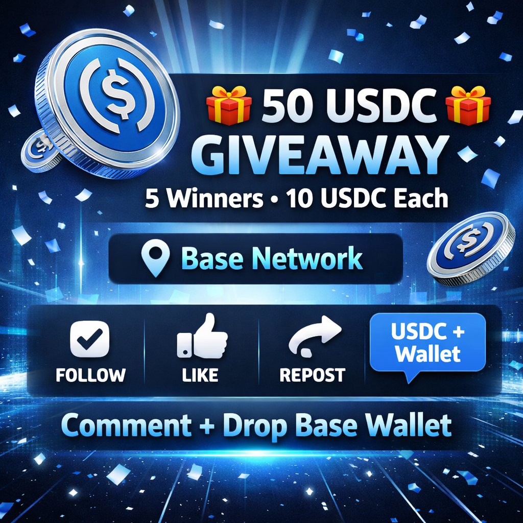 Blac_ck's tweet photo. 🎁 50 USDC Giveaway (Base) 🎁

5 winners • 10 USDC each

To enter:
• Follow @Blac_ck
• Like + Repost
• Reply: Base wallet address

Random selection. Public winners. We NEVER ask for funds/gas.

Good luck! 🚀

#Base #USDC #Giveaway https://t.co/YxumlDNn9Y