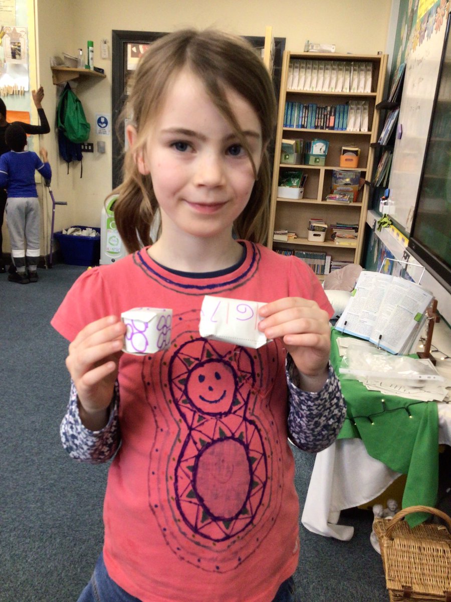 StMaryB17's tweet photo. #yr3 enjoyed #NumberDay we each made a dice, played number games and counted the properties of a triangular prism. Such a fun-filled afternoon! #maths https://t.co/sJLu0mefZ2