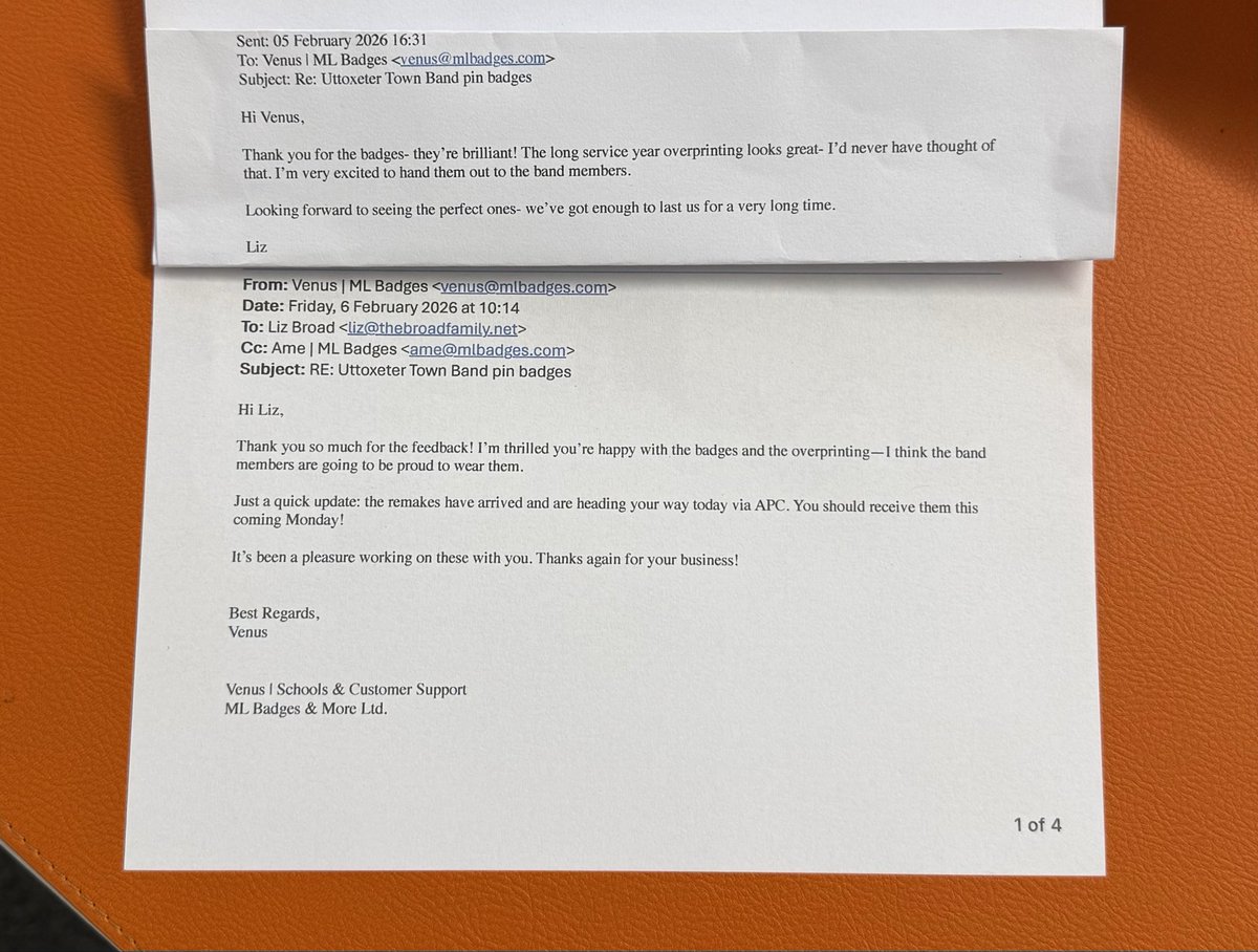 mlbadges's tweet image. We’re blushing! ☺️ So grateful for customers like Liz who make what we do so rewarding. Thank you so much for the opportunity to work with us. @mlbadges  #mlbadges  #custommade #service #pins #enamelpincustom