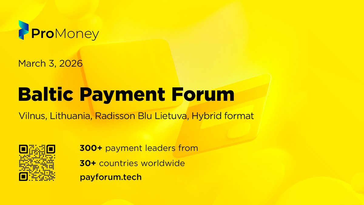 FinTechBoostUP's tweet image. On March 3, 2026, Baltic Payment Forum by #ProMoney will bring together 300+ C-level executives and payment leaders from 30+ countries for a senior-level conversation on the future of payments in Europe.
📍 Vilnius | March 3, 2026
👉 Learn more &amp;amp; register: payforum.tech