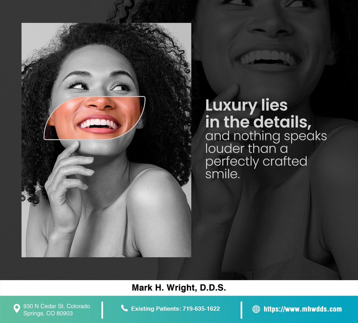 Discover the art of cosmetic dentistry at Mark H Wright DDS. From teeth whitening to veneers, our expert services enhance your smile's beauty and symmetry. Book your consultation to get started. #cosmeticdentistry #markhwrightdds #coloradosprings #CO