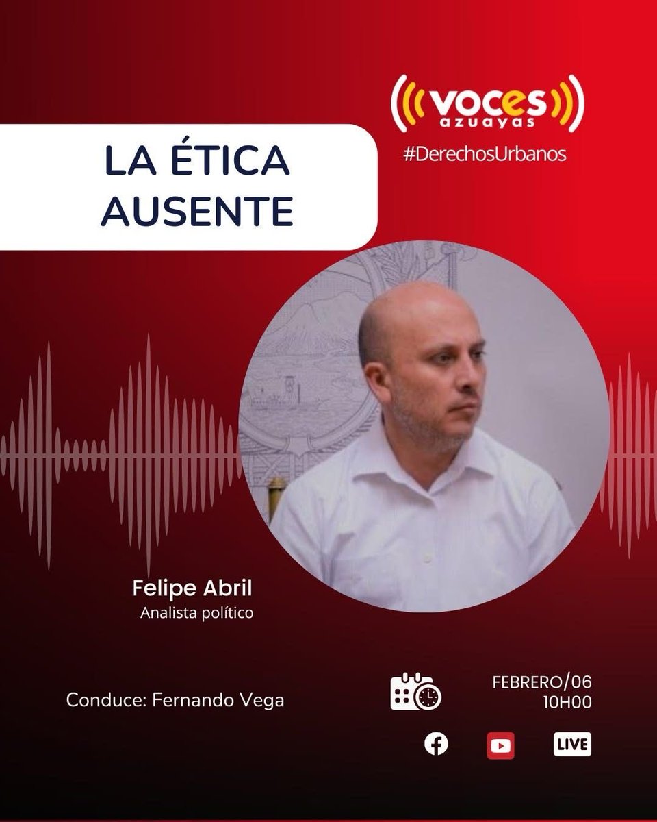 Hoy analizaremos la crisis ética que vivimos, en ⁦<a href="/vocesazuayas/">vocesazuayas</a>⁩ con Fernando Vega