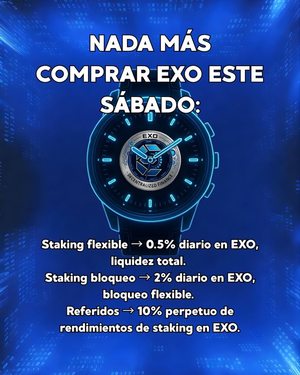 exodumecosystem's tweet photo. Nada más comprar EXO este sábado
💰 Staking flexible → hasta 0.5% diario
🔒 Staking con bloqueo → hasta 2% diario
🤝 Referidos → 10% perpetuo de rendimientos

EXO no se guarda. EXO se usa.

 https://t.co/4FRh3c8QFX

#Exodum #Staking #IngresosCrypto #Web3 #EXO https://t.co/7pnXhc3GS0
