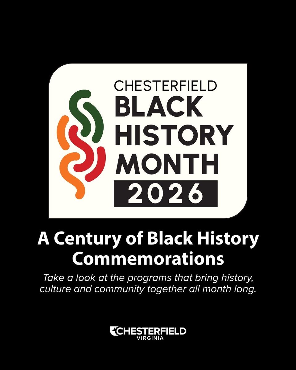 ChesterfieldVa's tweet image. Chesterfield’s Black History Month observance is underway with a full calendar of events. 

👉 Get a look at what’s ahead: bit.ly/4afdhxN

🔗 Explore the full February calendar of events : chesterfield.gov/blackhistorymo…

#BlackHistoryMonth #ChesterfieldVA #Cfield #BlackHistory