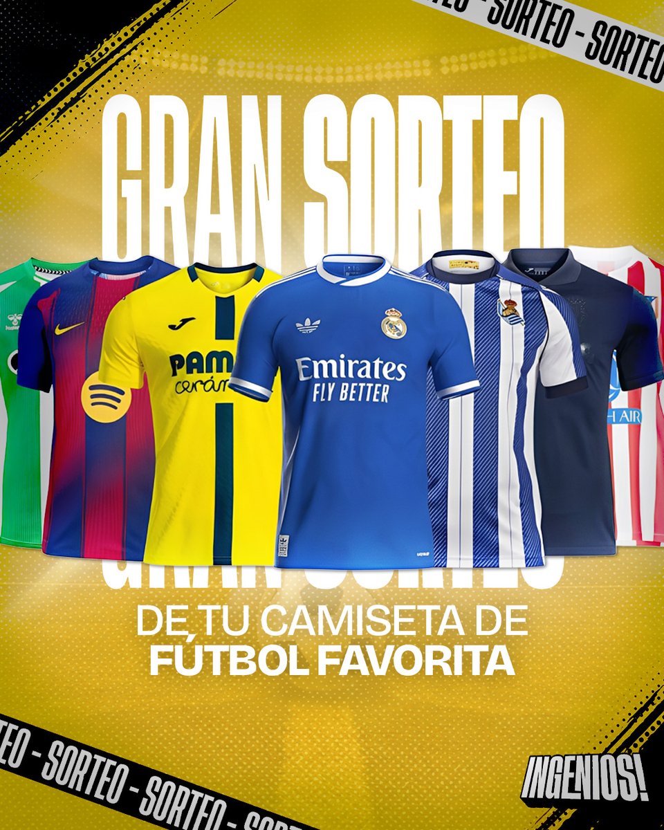 🎉 ¡SORTEO! 🎉

🚨 ¡¡Gana la camiseta de tu equipo favorito!! 🚨

⚽️ Participa:

1️⃣ Seguirnos
2️⃣ Dar ❤️ + RT
3️⃣ Mencionar a 2 amigos (¡más menciones = más chances!)

📅 Ganador: lunes 23/02 – 21:00h