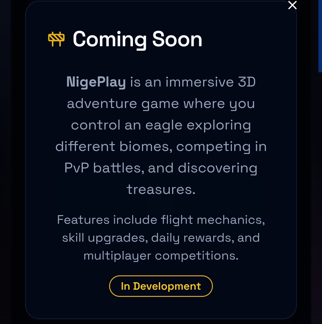What's good guys?
Are still aware that nigeplay a 3D game is still on the way .
 So, nige isn't just giving the members , knowledge and empowerment it's also packed with lots of fun stuff , that could still be another way to help you grow here. <a href="/NigeOfficial/">Nige</a>  <a href="/NigeNest/">NigeNest</a>