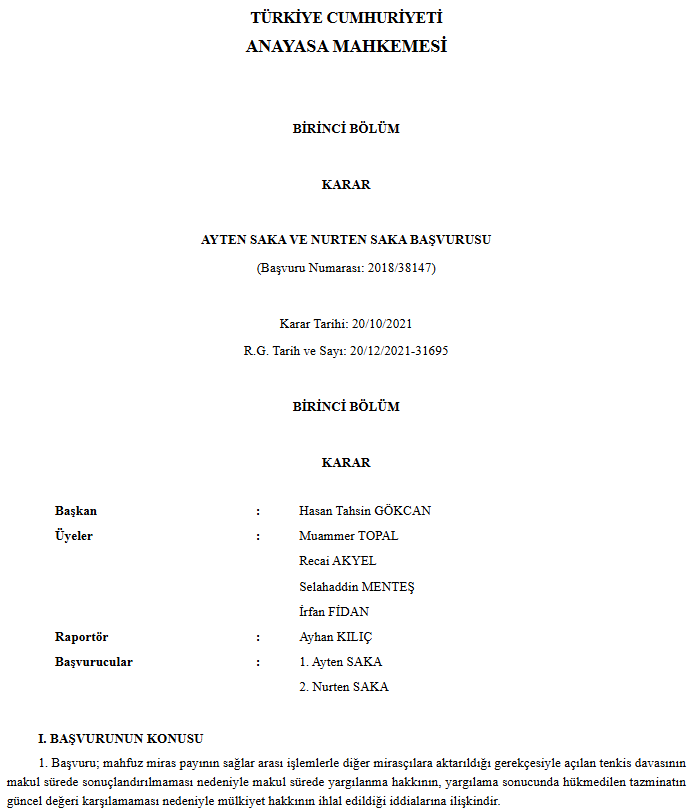 ⚖️Anayasa Mahkemesi

⚠️Alacaklarda ENFLASYON FAİZİ Uygulanması Gerektiğine dair Karar⚠️

➡️ Başvurucunun alacağının enflasyon karşısında yitirilen değerinin karşılamaması nedeniyle mülkiyet hakkının ihlal edildiğine karar verilmiştir.