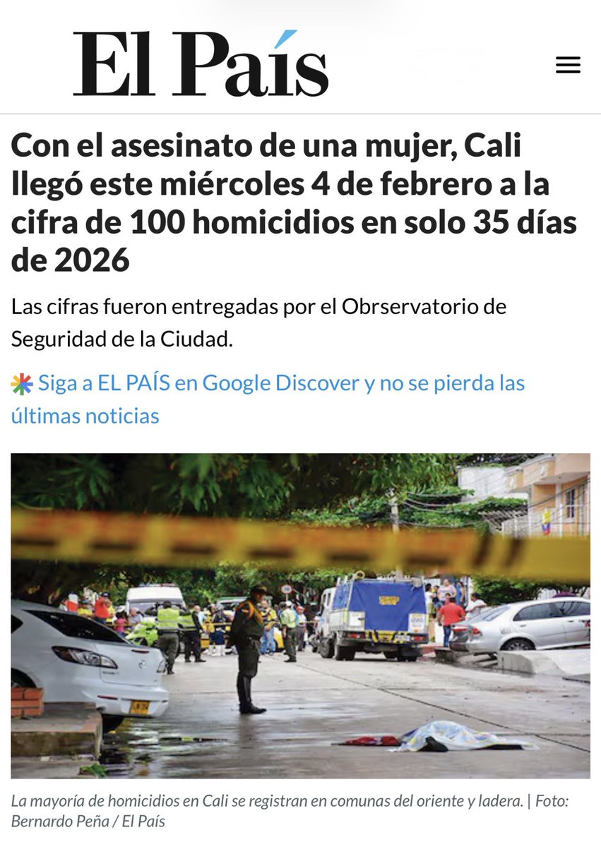 JonathanDipu's tweet photo. 🚨100 homicidios en 35 días es una cifra de terror que Cali no puede normalizar.
Lo que pasa en nuestra Sultana, golpea a todo el Valle. Sin seguridad no hay turismo, inversión, ni tranquilidad. ¿Qué está fallando en la estrategia? 
Exigen respuestas y resultados YA🏳️
#Seguridad https://t.co/aUtUgGbGbG