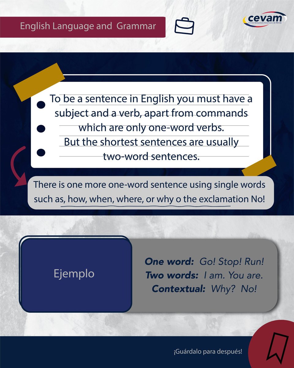 Este mes nos declaramos fans de la gramática. Queremos que dejes de traducir en tu mente y empieces a estructurar como un pro. 🧠✨

✅ Guarda este post y prepárate para lo que viene.

#cevam #masqueingles #merida #venezuela