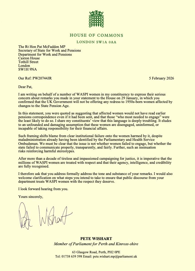 have been contacted by numerous WASPI women in my constituency who were rightly outraged by the Pensions Secretary's remarks last week. I have now written to him to express my serious concern about the tone and implications of these comments.