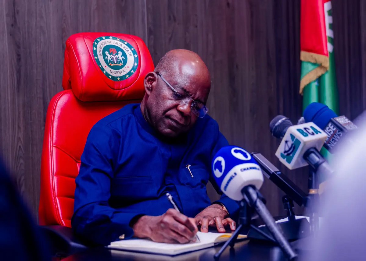 UkohaNjoku's tweet photo. CIBN COMMENDS GOV. OTTI FOR NOTABLE ECONOMIC PROGRESS IN ABIA, DESCRIBED HIM AS A GOODWILL AMBASSADOR.

The Chartered Institute of Bankers of Nigeria (CIBN) has commended Abia State Governor, Dr Alex Otti, OFR, for notable economic progress made so far in the State under his leadership.

The President and Chairman of the Council of the Chartered Institute of Bankers of Nigeria (CIBN), Prof. Pius Olarenwaju made this known on thursday, February 5th, when he led members of the institute to pay a visit to the Governor in his office.

He noted that the State has recorded notable economic progress, including a 10 per cent increase in Gross Domestic Product (GDP), an eight per cent reduction in poverty, attraction of investments and the creation of over 10,000 jobs.

"You have achieved, within this short time, notable economic progress, including a 10% GDP increase, 8% poverty reduction in this part of the country, an attraction of significant investment and creation of over 10,000 jobs.

"We have heard about it in the newspaper, but it is more glorious for us to see it and also go back to tell more people. So, we appreciate you, Sir," Prof. Olarenwaju stated.

Prof. Olarenwaju also lauded improvements in the social sector, including the strengthened healthcare delivery, reduced mortality rates, the introduction of health insurance and enhanced education infrastructure, with free education policies.

While acknowledging the improvements in road infrastructure and other ongoing projects, which he described as evidence of purposeful governance. He appreciated the State’s Operation Crush initiative, which has improved security in the State and boosted youth confidence and economic activities.

The CIBN Chairman saluted Governor Otti’s contributions to the banking and finance profession and informed the Governor of plans by the institute to organise an event later in the year, where it would honour outstanding former bank chief executives for their impact on the banking industry.

President and Chairman of Council of CIBN described Governor Otti as a goodwill ambassador of the Institute, saying that his administration’s transformative achievements have become a source of pride to them.

He maintained that Governor Otti is representing them well as one who made a mark in the banking industry and doing well in government too.

Prof. Olarenwaju, called for deeper collaboration between CIBN and Abia State Government in certain areas, including financial literacy and financial inclusion, completion of the CIBN State office and infrastructural development  among others.

He said that the CIBN is involved in a national programme aimed at training 10 million women and youths on financial inclusion, describing the financial literacy as fundamental to economic empowerment of the people.

"We want the involvement of the State in this programme. I did mention when I talked to the press that there is a conditioned precedent to financial inclusion, and that is financial literacy,

"We are intentional about this and we will go ahead to do this," Prof. Olarenwaju stated.

Receiving his guests, Abia State Governor, His Excellency, Dr Alex Otti, OFR, reaffirmed his commitment to sustainable development and stronger collaboration with the CIBN.

Gov. Otti said that he is keen on deepening partnership with the institute, adding that the relationship is already well established and should be taken as a given.

The State Chief Executive mentioned some key achievements of his administration, including job creation, economic growth, poverty reduction, introduction of free and compulsory education, and improved healthcare delivery among others.

He particularly said that the free  education, resulted in over a 100 per cent increase in school enrolment, adding that he equally recruited 5,394 teachers while the process of employing an additional 4,000 is ongoing.

Governor Otti, who commended the CIBN efforts in curriculum reform, expressed interest in adopting its updated curriculum across State-owned tertiary institutions and  appreciated its proposals for regional conferences, financial literacy programmes and broader areas of collaboration.

"The institute's programme on financial inclusion and financial literacy for members of the public is very important.

"You find that even for those of us who claim that we have some knowledge, we still find that in terms of investment, we make mistakes and those mistakes are not made deliberately, because we don't know. So, I am very happy that you are doing that," Gov. Otti stated.

Governor Otti was joined by the Commissioner for Finance Hon. Uwaoma, Commissioner for Agriculture, Hon. Cliff Agbaeze, the Accountant-General of the State, Dr. Mrs. Njum Uma-Onyemenam, FCA, among other senior appointees of the Government.

Ctz. UKOHA, NJOKU UKOHA
Chief Press Secretary to the Executive Governor of Abia State.
February 5th, 2026.
