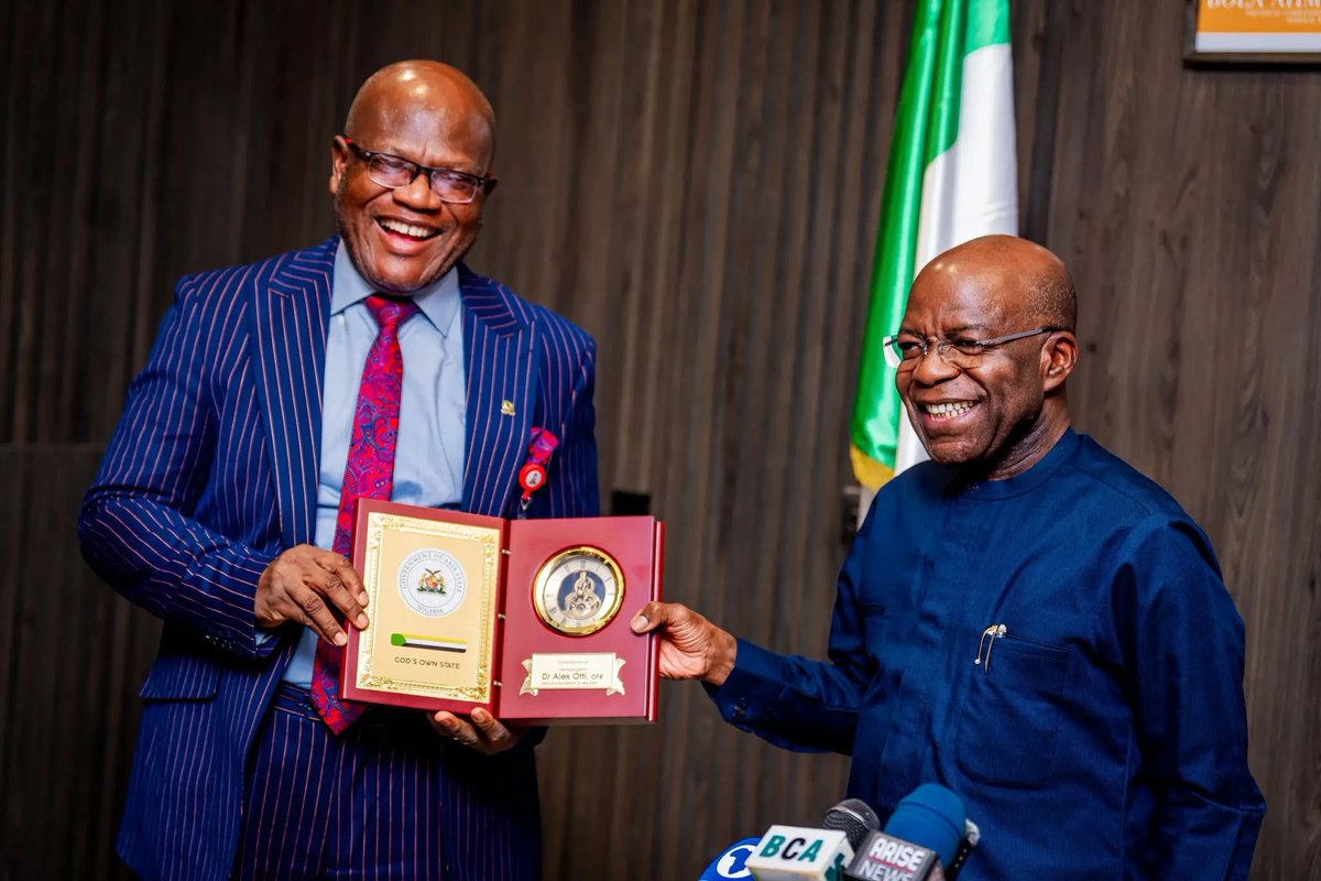 UkohaNjoku's tweet photo. CIBN COMMENDS GOV. OTTI FOR NOTABLE ECONOMIC PROGRESS IN ABIA, DESCRIBED HIM AS A GOODWILL AMBASSADOR.

The Chartered Institute of Bankers of Nigeria (CIBN) has commended Abia State Governor, Dr Alex Otti, OFR, for notable economic progress made so far in the State under his leadership.

The President and Chairman of the Council of the Chartered Institute of Bankers of Nigeria (CIBN), Prof. Pius Olarenwaju made this known on thursday, February 5th, when he led members of the institute to pay a visit to the Governor in his office.

He noted that the State has recorded notable economic progress, including a 10 per cent increase in Gross Domestic Product (GDP), an eight per cent reduction in poverty, attraction of investments and the creation of over 10,000 jobs.

"You have achieved, within this short time, notable economic progress, including a 10% GDP increase, 8% poverty reduction in this part of the country, an attraction of significant investment and creation of over 10,000 jobs.

"We have heard about it in the newspaper, but it is more glorious for us to see it and also go back to tell more people. So, we appreciate you, Sir," Prof. Olarenwaju stated.

Prof. Olarenwaju also lauded improvements in the social sector, including the strengthened healthcare delivery, reduced mortality rates, the introduction of health insurance and enhanced education infrastructure, with free education policies.

While acknowledging the improvements in road infrastructure and other ongoing projects, which he described as evidence of purposeful governance. He appreciated the State’s Operation Crush initiative, which has improved security in the State and boosted youth confidence and economic activities.

The CIBN Chairman saluted Governor Otti’s contributions to the banking and finance profession and informed the Governor of plans by the institute to organise an event later in the year, where it would honour outstanding former bank chief executives for their impact on the banking industry.

President and Chairman of Council of CIBN described Governor Otti as a goodwill ambassador of the Institute, saying that his administration’s transformative achievements have become a source of pride to them.

He maintained that Governor Otti is representing them well as one who made a mark in the banking industry and doing well in government too.

Prof. Olarenwaju, called for deeper collaboration between CIBN and Abia State Government in certain areas, including financial literacy and financial inclusion, completion of the CIBN State office and infrastructural development  among others.

He said that the CIBN is involved in a national programme aimed at training 10 million women and youths on financial inclusion, describing the financial literacy as fundamental to economic empowerment of the people.

"We want the involvement of the State in this programme. I did mention when I talked to the press that there is a conditioned precedent to financial inclusion, and that is financial literacy,

"We are intentional about this and we will go ahead to do this," Prof. Olarenwaju stated.

Receiving his guests, Abia State Governor, His Excellency, Dr Alex Otti, OFR, reaffirmed his commitment to sustainable development and stronger collaboration with the CIBN.

Gov. Otti said that he is keen on deepening partnership with the institute, adding that the relationship is already well established and should be taken as a given.

The State Chief Executive mentioned some key achievements of his administration, including job creation, economic growth, poverty reduction, introduction of free and compulsory education, and improved healthcare delivery among others.

He particularly said that the free  education, resulted in over a 100 per cent increase in school enrolment, adding that he equally recruited 5,394 teachers while the process of employing an additional 4,000 is ongoing.

Governor Otti, who commended the CIBN efforts in curriculum reform, expressed interest in adopting its updated curriculum across State-owned tertiary institutions and  appreciated its proposals for regional conferences, financial literacy programmes and broader areas of collaboration.

"The institute's programme on financial inclusion and financial literacy for members of the public is very important.

"You find that even for those of us who claim that we have some knowledge, we still find that in terms of investment, we make mistakes and those mistakes are not made deliberately, because we don't know. So, I am very happy that you are doing that," Gov. Otti stated.

Governor Otti was joined by the Commissioner for Finance Hon. Uwaoma, Commissioner for Agriculture, Hon. Cliff Agbaeze, the Accountant-General of the State, Dr. Mrs. Njum Uma-Onyemenam, FCA, among other senior appointees of the Government.

Ctz. UKOHA, NJOKU UKOHA
Chief Press Secretary to the Executive Governor of Abia State.
February 5th, 2026.