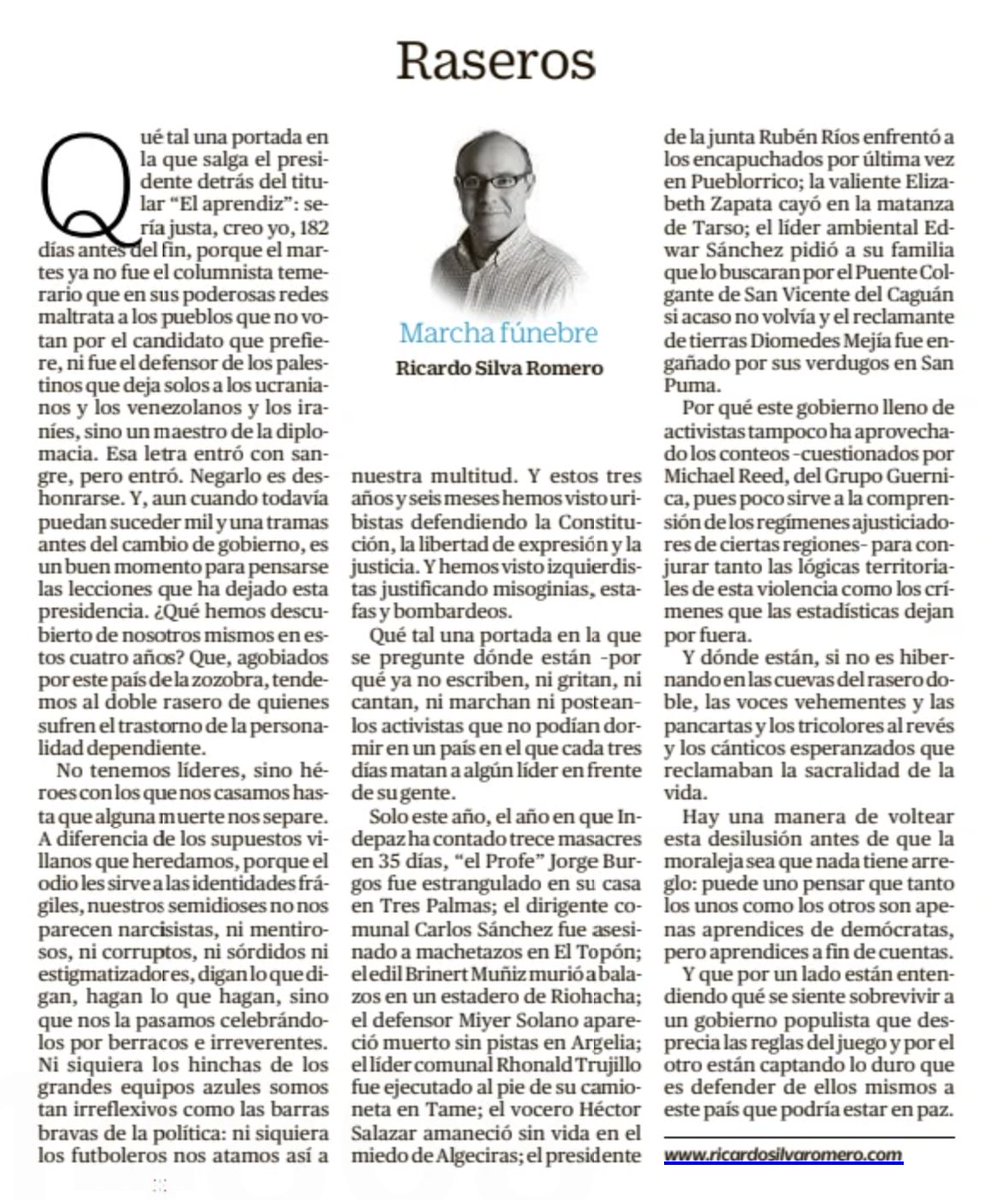 Mi columna de hoy en @eltiempo, Raseros, pregunta por qué ya no escriben, ni gritan, ni cantan, ni marchan ni postean los que antes lo hacían. 
 eltiempo.com/opinion/column…