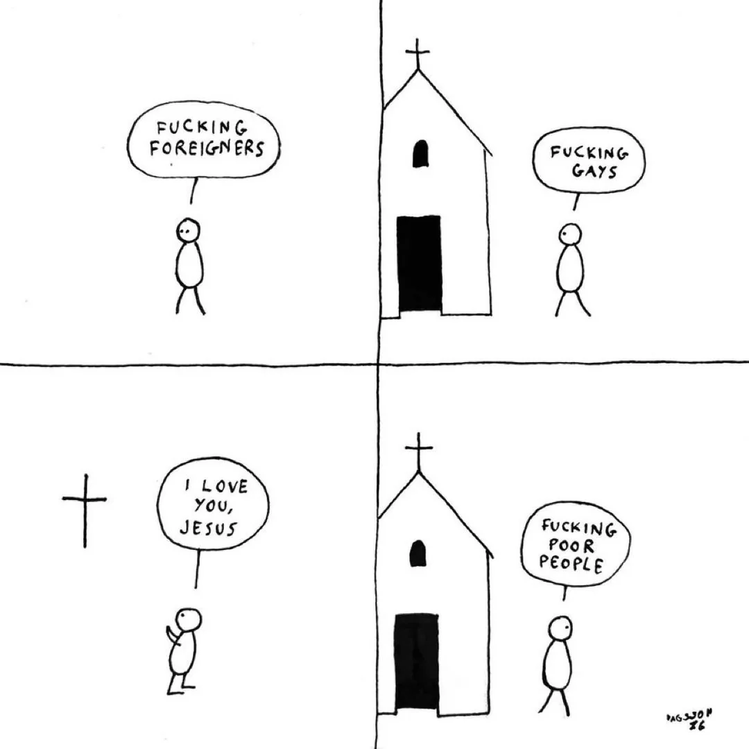 YourAnonNews's tweet photo. MAGA Christians in a nutshell https://t.co/cz1wCabCDv