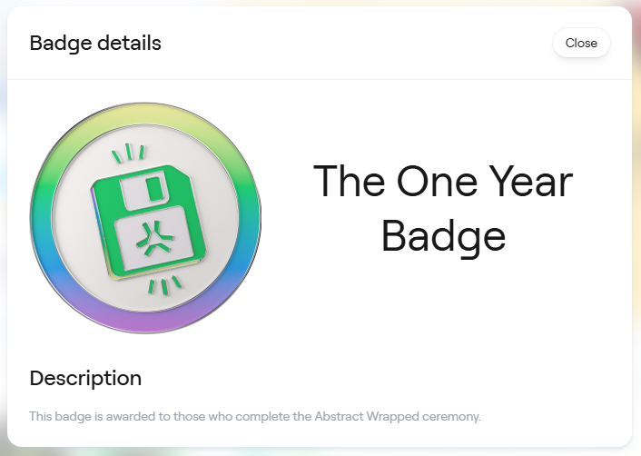 ✳️ Happy 1st Anniversary <a href="/AbstractChain/">Abstract</a> ! 🎂

The "One Year Badge" badge is officially live! 

How to claim it:
1️⃣ Head over to wrapped.abs.xyz
2️⃣ Connect your wallet &amp; check your stats
3️⃣ Claim your badge to lock in your legacy

Share your Wrapped stats in the replies of
