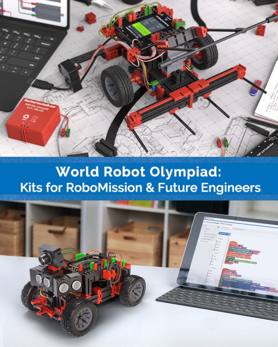 fischertechnik kits help students build and program autonomous robots for the World Robot Olympiad. From RoboMission to Future Engineers, teams gain skills in coding, sensors, and navigation → Read more: studica.com/blog/world-rob… #WRO #robotics