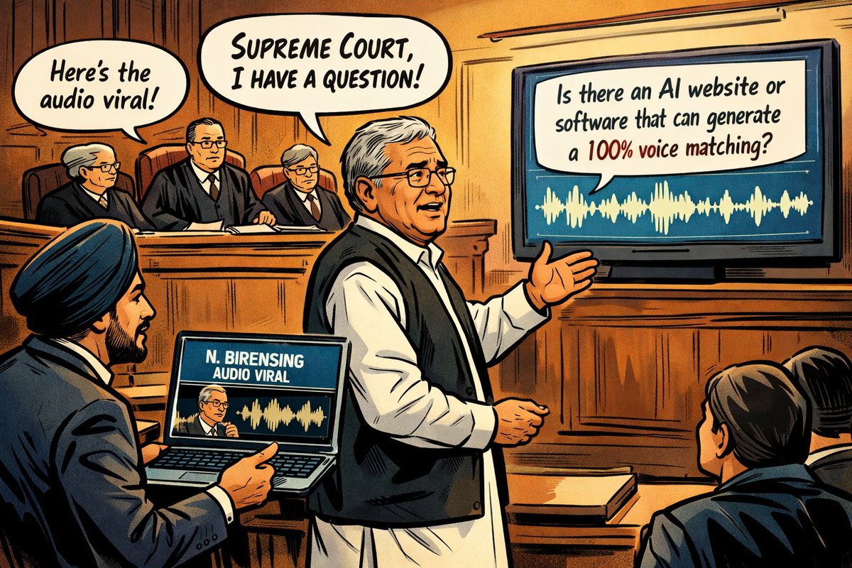 Question to the Hon’ble Supreme Court of India:
If N. Biren Singh’s viral audio is fake,
➡️ where is the official forensic report?
If it is real,
➡️ why is there no accountability, no FIR conclusion, no action?
Can AI generate a 100% voice match without leaving any digital trace?