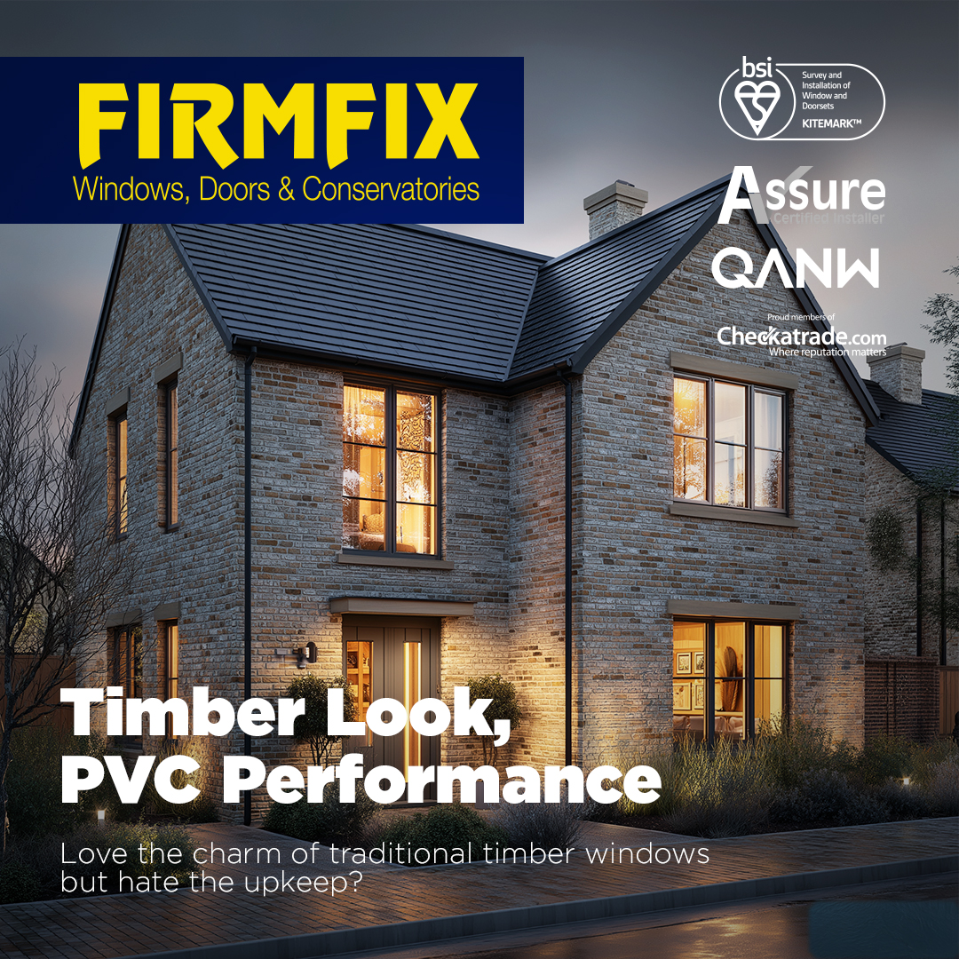 PVC vs Timber?
Get the look of wood without the upkeep.
Firmfix timber-look PVC windows do both.
📞 01684 296603 | 🌐 firmfix.co.uk