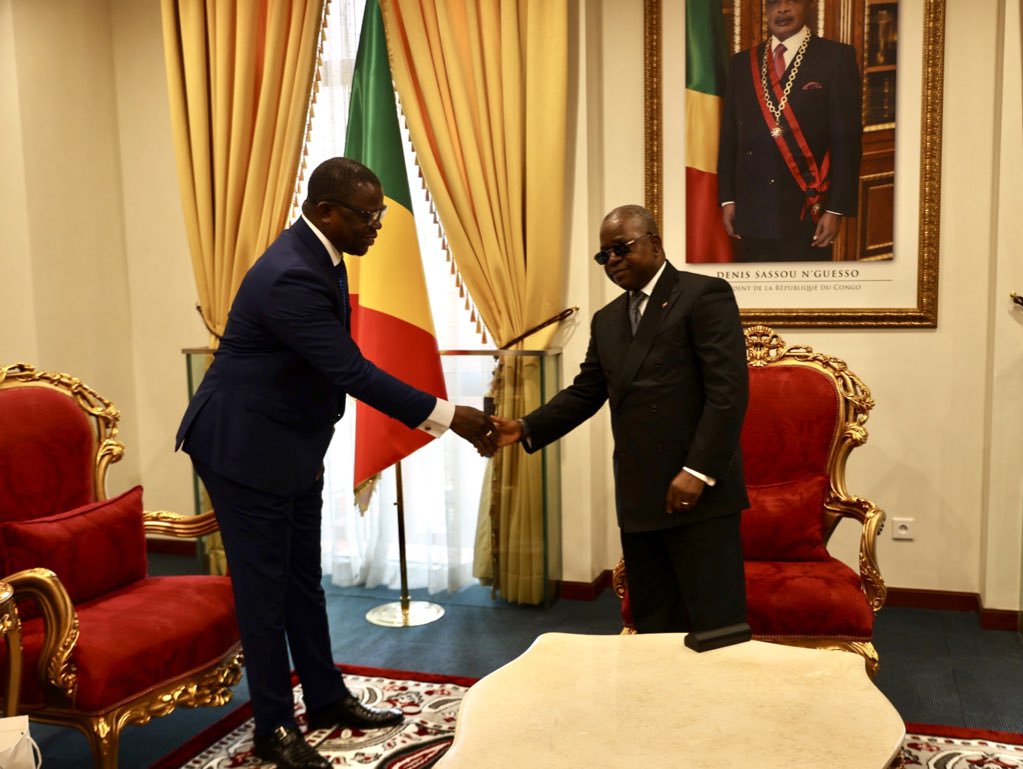 OMSCongo's tweet image. 🤝 Ce 6.2.2026, échange fructueux entre le Président du Sénat, Vénérable Pierre Ngolo &amp;amp; Dr @sodjinoudossou.

Outre présentation vœux, l’@OMSCongo a exprimé sa reconnaissance pour l’engagement constant du Sénat en faveur de la #santé et du bien-être des populations 🇨🇬.