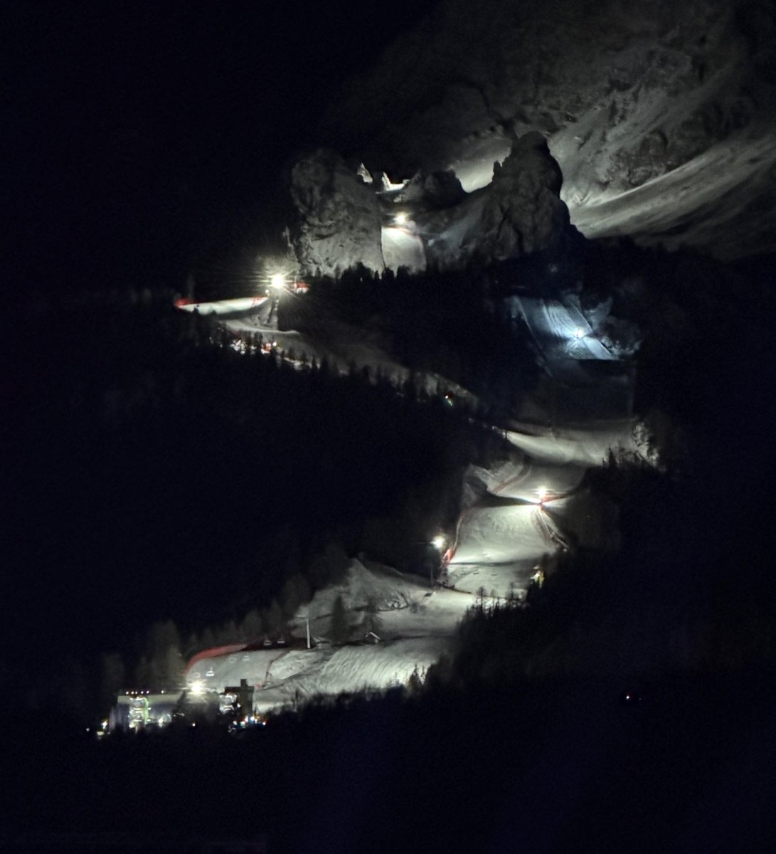 A view from Cortina of the women's downhill