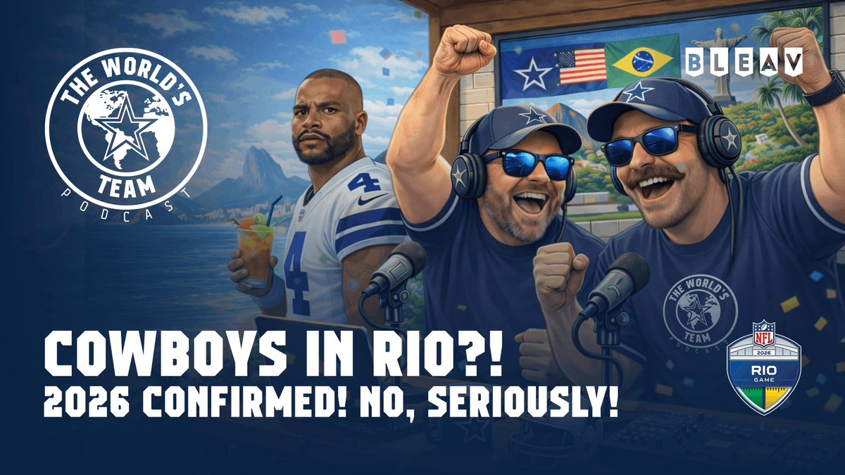 the_worlds_team's tweet photo. 🇧🇷 BREAKING: The Dallas Cowboys are headed to Brazil!
Dallas makes history with their first-ever regular season game in Rio de Janeiro — and Cowboys Nation worldwide is buzzing. 🌎🤠
🎙️ New episode premiers in 30 minutes!
#DallasCowboys #CowboysNation #NFLBrazil #TheWorldsTeam
👉 https://t.co/v7lNWMMfvO