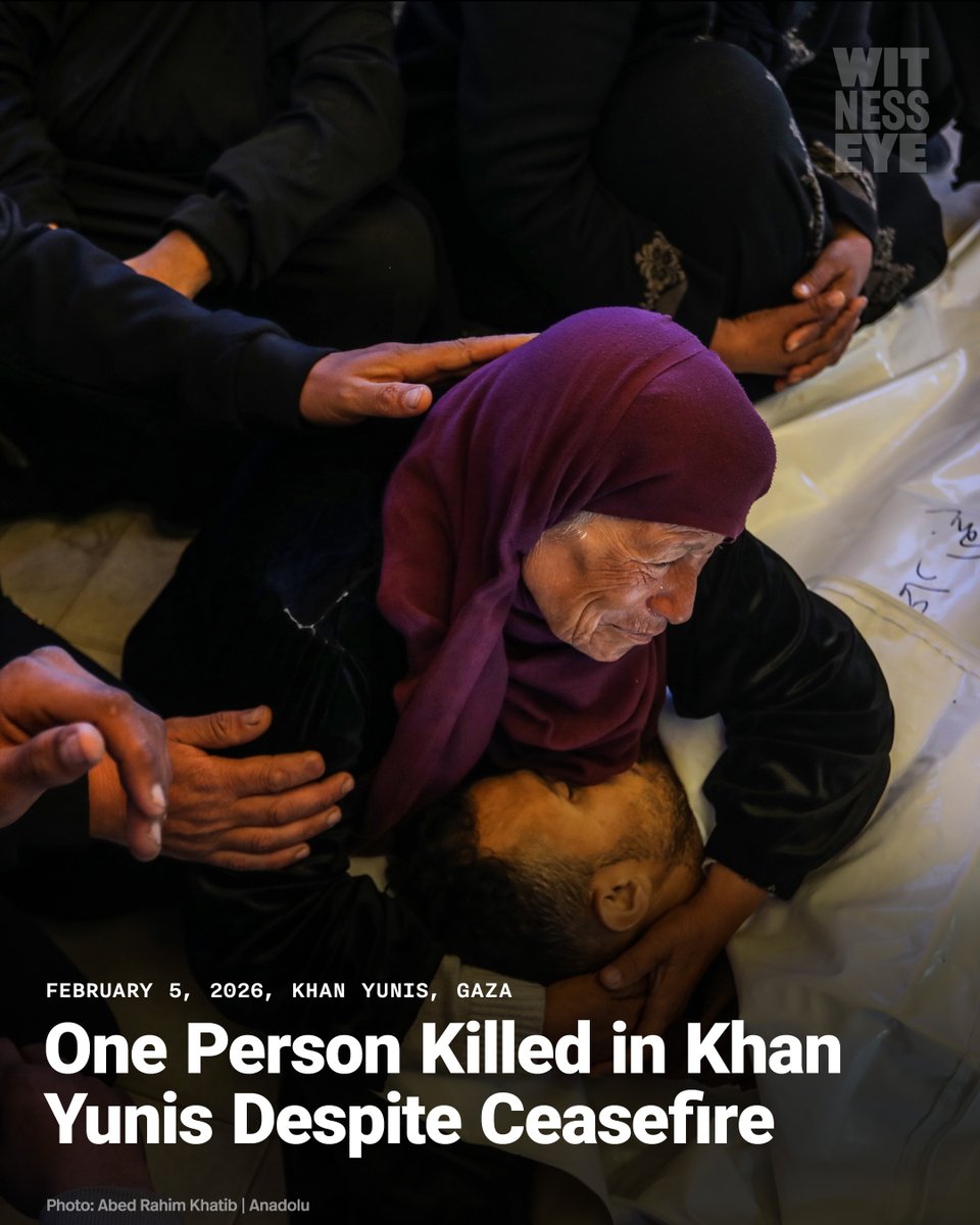 WitnessEye_Ch's tweet photo. 🟡 Israeli soldiers opened fire despite the ceasefire in Khan Yunis, Gaza, and killed a Palestinian man.
🗓️ 05.02.2026
📍 Khan Yunis, Gaza https://t.co/NJo7pBKi1L