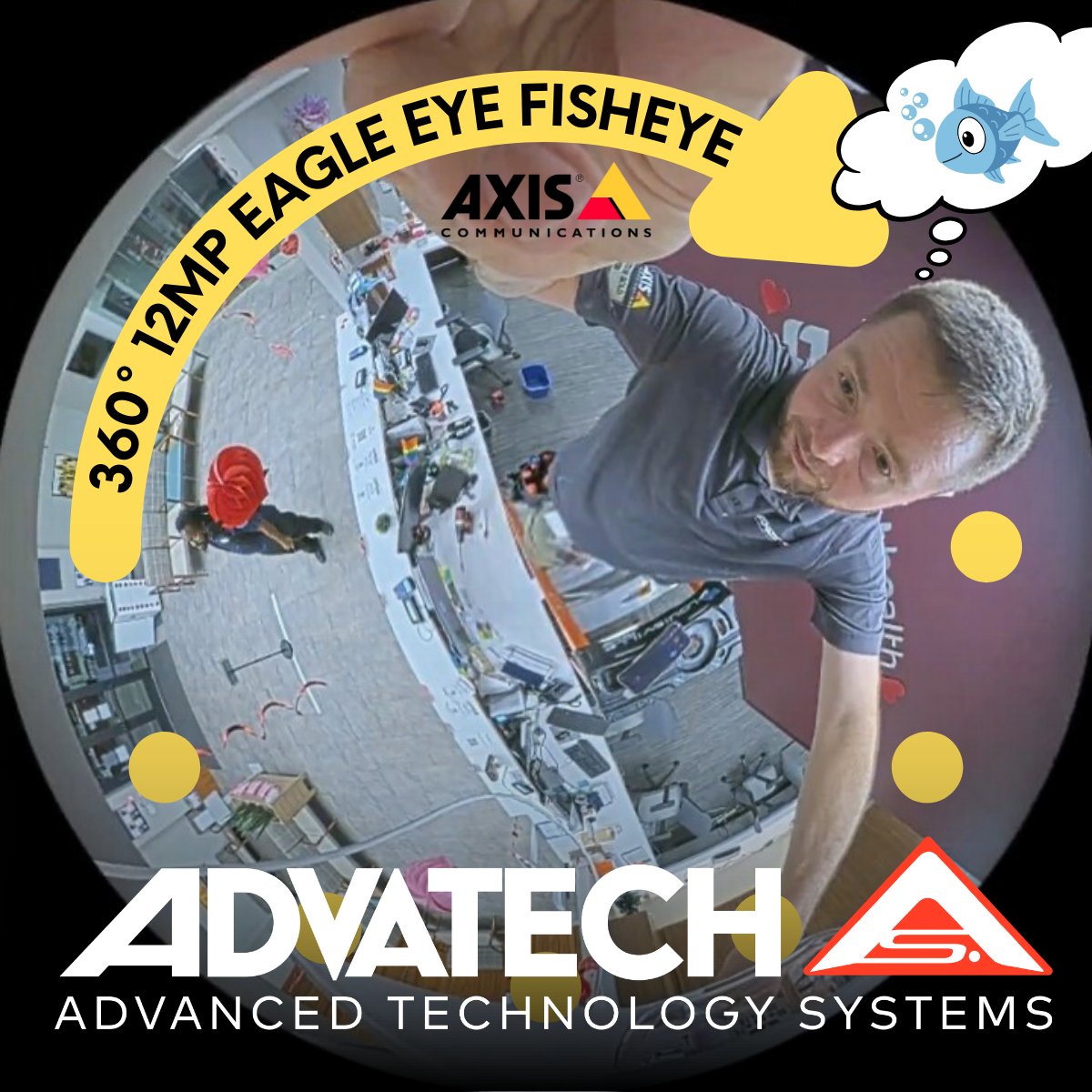 ▶️ 🐟👀 When your camera has “fish-eye vision”… but in a good way.
This isn’t a sci-fi movie scene.

▶️ It’s a 360° | 12MP Axis Communications Fisheye Camera doing what it does best: 👉 Seeing. Everything.