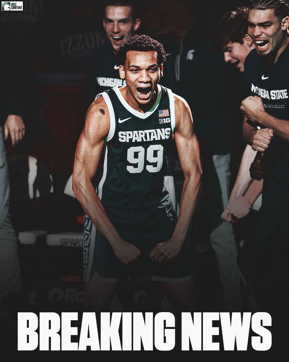 BREAKING🚨 Michigan State’s Divine Ugochukwu is out for the season.

The sophomore guard started 12 games this season.

Divine’s message to fans: “Spartan Nation, I’ll be back.”