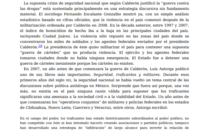 alexisdos's tweet photo. @SuperPartyEvent @aarontuit @juanordorica Un párrafo del libro Los Carteles No Existen de Oswaldo Zavala, investigador y periodista, que de seguro sabrá más que tú. Supongo que tú no eres huevón, te dejo un link pa que te lo des: https://t.co/UvZNVxDTyO https://t.co/yCbW0zg1xl