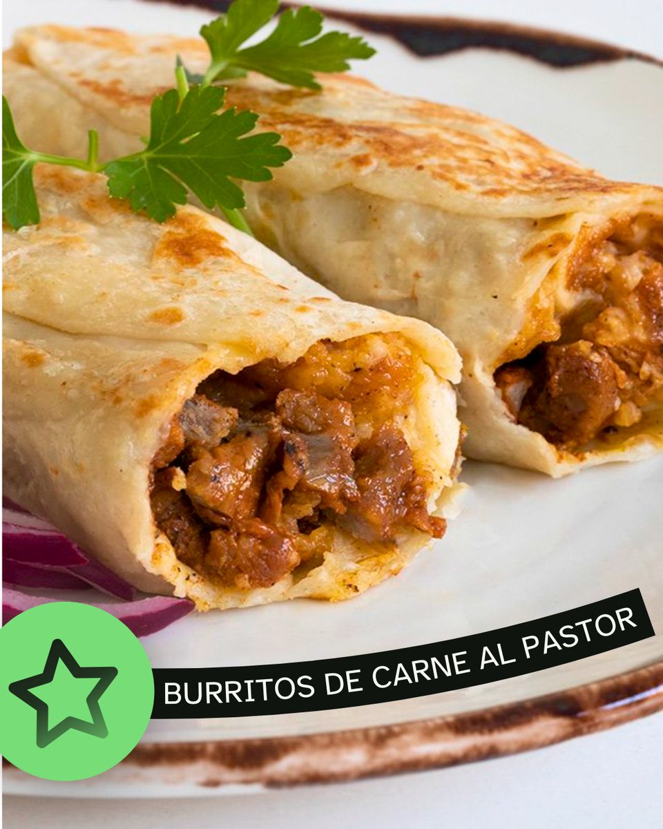 platerio_com's tweet photo. Dame un burrr… 🎶  
—¿Un qué?  
👉 Un burrito de carne al pastor como el de la foto: esta semana está en nuestros menús semanales (o suelto en tu pedido).

Con ese pintón… como para no ponerse “burros” 🤤

💡 TIP: márcalo a la plancha 1–2 min o dale un toque en airfryer. https://t.co/vgdfUseDoP