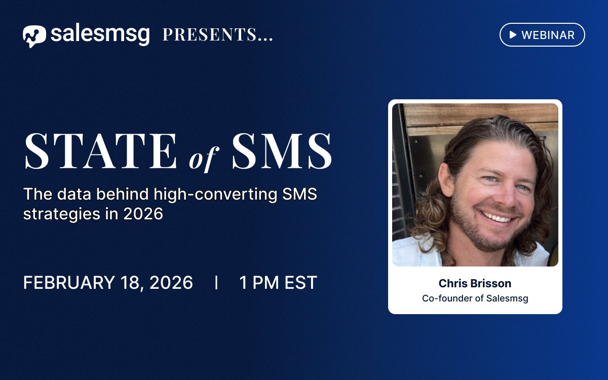 Webinar: State of SMS in 2026 - The Data Behind High-Converting SMS Strategies! 🚀

Join Chris Brisson on Feb 18 to explore SMS across the full customer journey &amp; see what the future of business texting holds.

📅 2/18 | ⏰ 1–2 pm ET
Register: hubs.ly/Q0427sLC0
