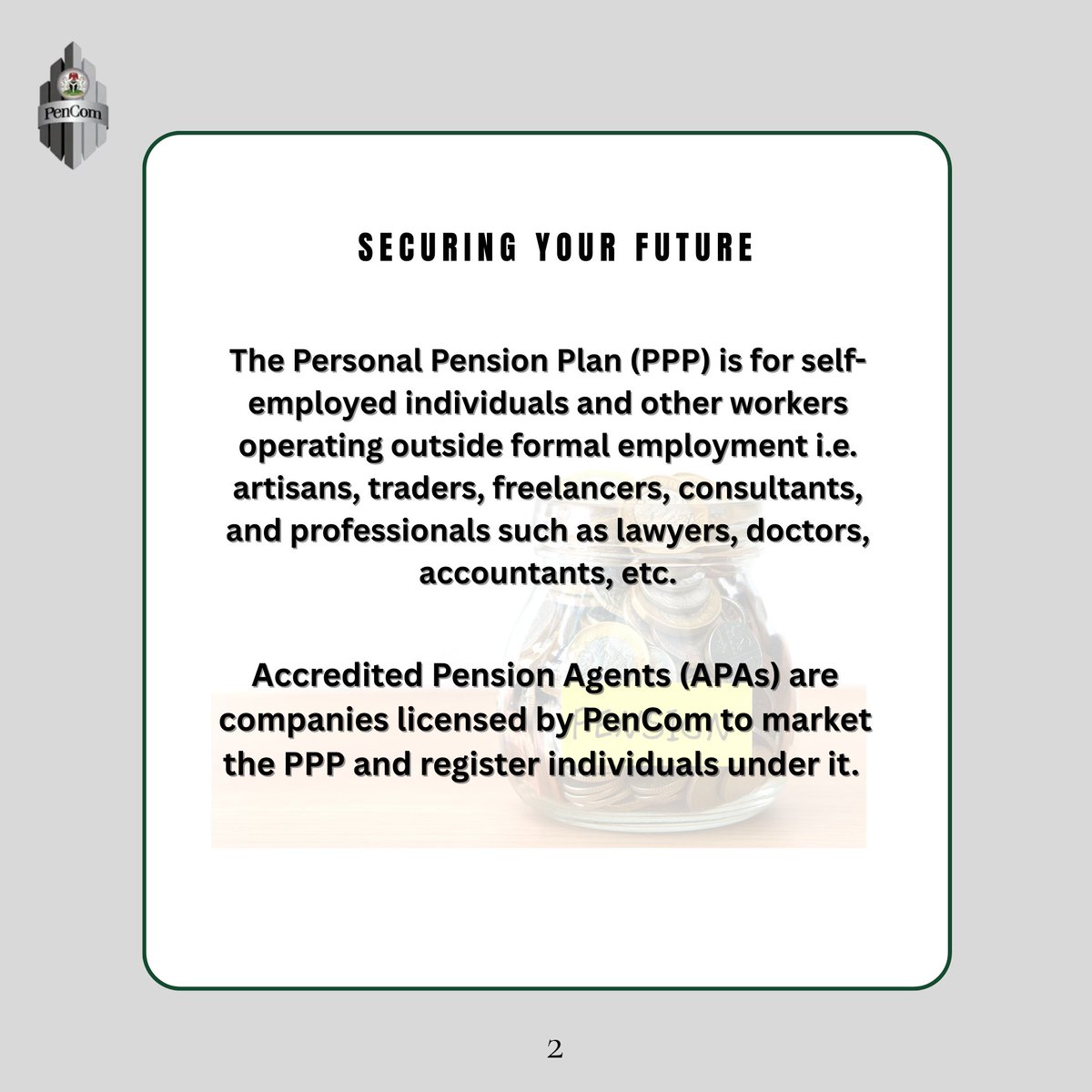 PenComNig's tweet photo. PenCom licenses Awabah as first Accredited Pension Agent for Personal Pension Plan Enrolment. https://t.co/IQ1WGcRd4S