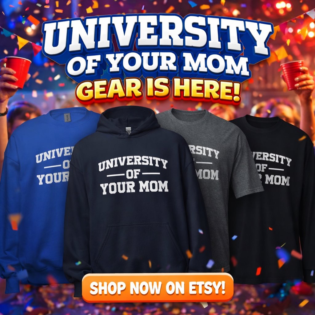 🎓😂 UNIVERSITY OF YOUR MOM gear is officially in session!
Hoodie, tee, crewneck, or long sleeve… which one are you rocking? 👀🔥
🛒 SHOP NOW ON ETSY ➡️ gamerdadgamingmerch.etsy.com/?section_id=47…
#UniversityOfYourMom #FunnyShirt #MomJokes #EtsyFinds #MemeMerch #FunnyHoodie #GiftIdea