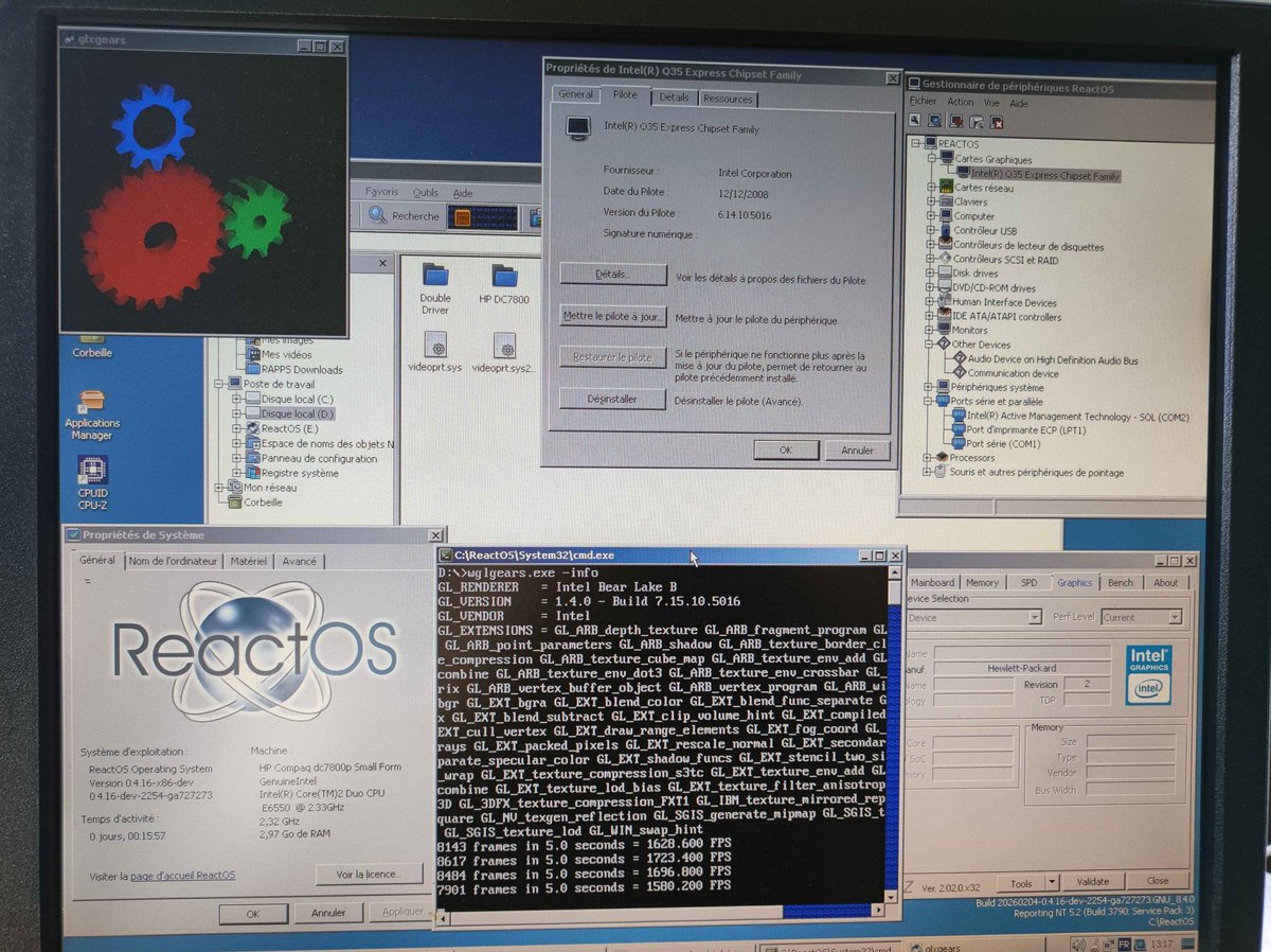 Intel Q35 Express video card driver works on #ReactOS with version 6.14 ...