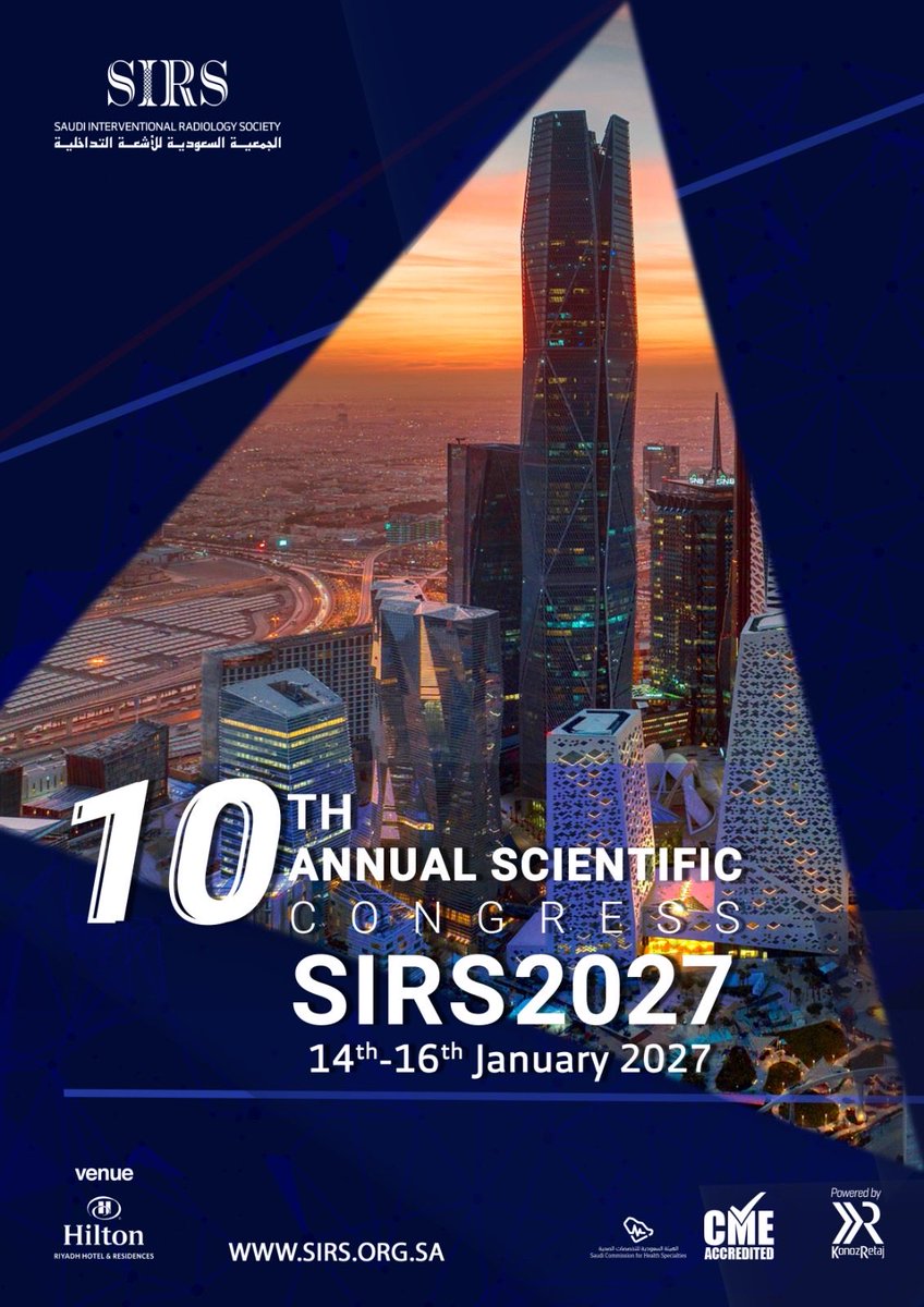 Save the Date: SIRS_2027 Congress

We are delighted to announce the SIRS_2027 Congress, taking place from 14–16 January 2027 in Riyadh, Saudi Arabia, at the Riyadh Hilton Hotel.

Mark your calendar and get ready for an inspiring scientific experience in the heart of Riyadh.

📍